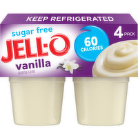 Jell-O Vanilla Sugar Free Ready-to-Eat Pudding Cups Snack, 4 Each