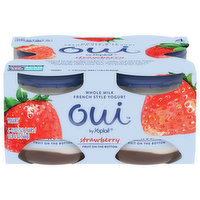 Oui Yogurt, French Style, Whole Milk, Strawberry, 4 Each