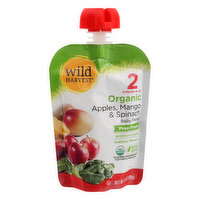 Wild Harvest Baby Food, Organic, Apples, Mango & Spinach, 2 (6 Months & Up)