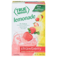 True Lemon Drink Mix, Lemonade, Strawberry, Packets, 10 Each