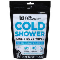 Duke Cannon Supply Co. Cold Shower Face & Body Wipes, 15 Each