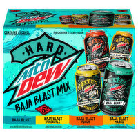 Mtn Dew Malt Beverage, Hard, Baja Blast Mix, 12 Each