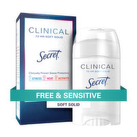 Secret Clinical Strength Clinical Strength Soft Solid Antiperspirant and Deodorant, Free & Sensitive, 1.6 oz, 1.6 Ounce