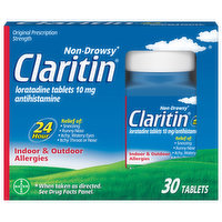 Claritin Indoor & Outdoor Allergies, Non-Drowsy, 10 mg, Tablets, 30 Each