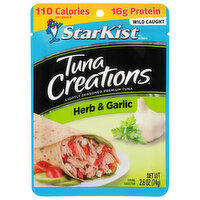 StarKist Tuna Creations Tuna, Premium, Herb & Garlic, Wild Caught, 2.6 Ounce