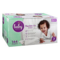 Baby Basics Diapers, Flexible Fit, 3 (16-28 lb), 144 Each