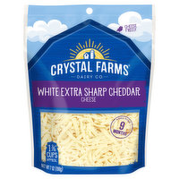 Crystal Farms Shredded Cheese, White, Extra Sharp, Cheddar, 7 Ounce