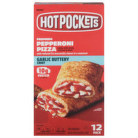 Hot Pockets Sandwiches, Premium Pepperoni Pizza, Garlic Buttery Crust, 12 Pack, 12 Each