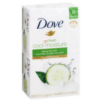 Dove Beauty Bar, with Cucumber & Green Tea Scent, Cool Moisture, 6 Each