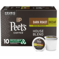 Peet's Coffee Decaf House Blend Dark Roast K-Cup Pods, 10 Each
