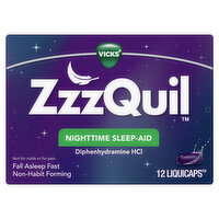 Vicks Vicks ZzzQuil Sleep Aid Liquidcaps, 50mg Diphenhydramine HCI, Over-the-Counter Medicine, 12 Ct, 12 Each