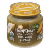 HappyBaby Pears, Mangos & Spinach, Stage 2 (6+ Months), 4 Ounce