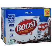 Boost Plus Nutritional Drink, Rich Chocolate, Balanced, 12 Each