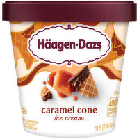 Haagen Dazs One 14-ounce package of Häagen-Dazs Caramel Cone Ice Cream. Golden caramel ribbons in creamy caramel ice cream, mixed with crunchy, chocolaty cone pieces., 14 Fluid ounce