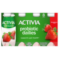 Activia Yogurt Drink, Lowfat, Strawberry Flavor, Probiotic Dailies, 8 Pack, 8 Each