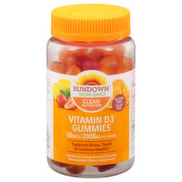 Sundown Vitamin D3, Strawberry, Orange & Lemon Flavored, 50 Mcg, Gummies, 90 Each