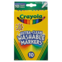 Crayola Markers, Washable, Ultra-Clean, Classic, Fine Line, 10 Each