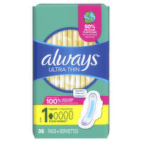 Always Ultra Thin Always Ultra Thin Pads with Wings, Size 1, 36, 36 Each