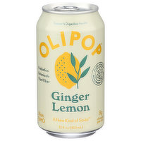 Olipop Soda, Ginger Lemon, 12 Fluid ounce