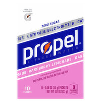 Propel Electrolyte Water Beverage Mix, Zero Sugar, Raspberry Lemonade, 10 Each