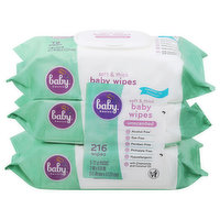 Baby Basics Baby Wipes, Unscented, Soft & Thick, 216 Each