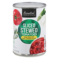 Essential Everyday Tomatoes, Sliced, Stewed, 14.5 Ounce