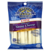 Crystal Farms String Cheese, Wisconsin, Light, 12 Each
