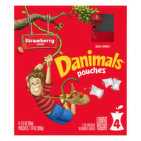 Danimals Yogurt, Lowfat, Strawberry Flavor, 4 Pack, 4 Each