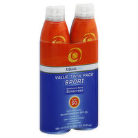 Equaline Sunscreen, Continuous Spray, Sport, SPF 50, Value Twin Pack, 2 Each