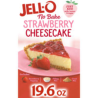 Jell-O Strawberry Cheesecake Dessert Kit with Strawberry Topping, Filling Mix & Crust Mix, 19.6 Ounce