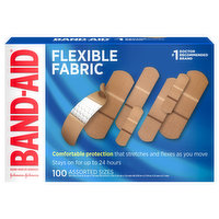 Band-Aid Bandages, Adhesive, Flexible Fabric, 100 Each