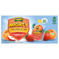 Mott's Mighty Applesauce & Fiber, Strawberry Peach Flavored, 12 Each