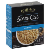 Better Oats Oatmeal, Instant, Steel Cut, with Flax Seeds, Original, 11.6 Ounce
