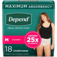 Depend Fresh Protection Incontinence Underwear for Women, Maximum Absorbency, 18 Each