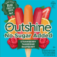 Outshine Fruit Ice Bars, No Sugar Added, Strawberry/Tangerine/Raspberry, 12 Pack, 12 Each
