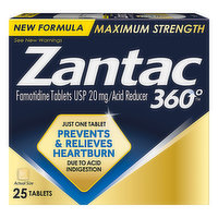 Zantac 360 Acid Reducer, Maximum Strength, 20 mg, Tablets, 25 Each