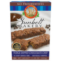 Sunbelt Bakery Granola Bars, Chewy, Fudge Dipped Chocolate Chip, 10 Each