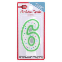 Betty Crocker Birthday Candle, Numeral 6, 3 Inch, 1 Each