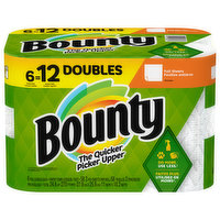 Bounty Paper Towels, White, Full Sheets, Double Rolls, 2-Ply, 6 Each