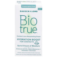 Biotrue Contact Lens Rehydrating Drops, Preservative Free, Hydration Boost, 0.33 Fluid ounce