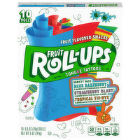 Fruit Roll-Ups Fruit Flavored Snacks, Blue Razzberry/Strawberry Blast/Tropical Tie Dye, Variety Pack, 10 Each