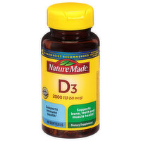 Nature Made Vitamin D3, 2000 IU (50 mcg), Softgels, 90 Each