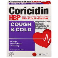 Coricidin HBP Cough & Cold, Tablets, 16 Each