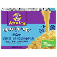 Annie's Rice Pasta & Cheese Sauce, Shells & Classic Cheddar, Gluten Free, Deluxe, Rich & Creamy, 11 Ounce