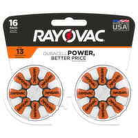 Rayovac Hearing Aid Batteries, Zinc Air, Size 13, 16 Pack, 16 Each