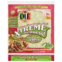 Ole Xtreme Wellness! Tortilla Wraps, High Fiber, Spinach & Herbs, Carb Lean, 8 Each