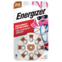 Energizer Batteries, Hearing Aid, Zinc Air, 312 Size, 8 Each