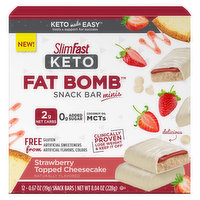 SlimFast  Keto Fat Bomb Snack Bars, Strawberry Topped Cheesecake, Minis, 12 Each