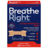 Breathe Right Tan Strips, Extra Strength, Tan, 26 Each