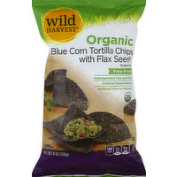 Wild Harvest Tortilla Chips, Organic, Blue Corn, 9 Ounce